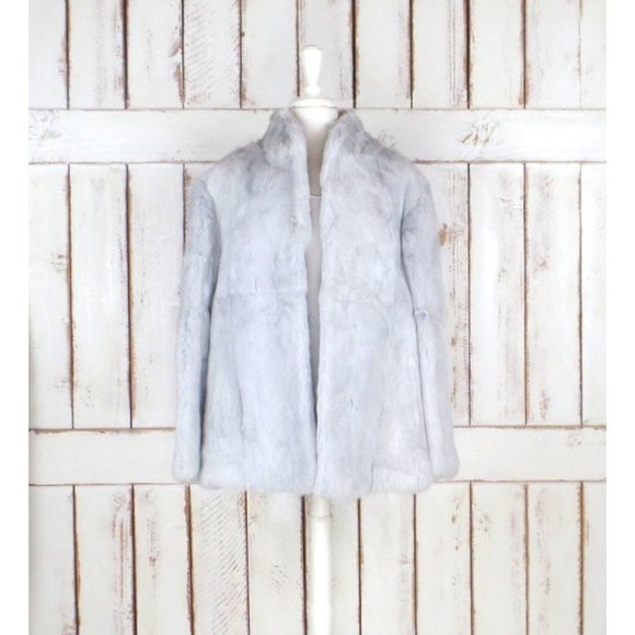Vintage silver/light grey rabbit fur coat/silver grey fur jacket/bridal/wedding - Picture 2 of 5